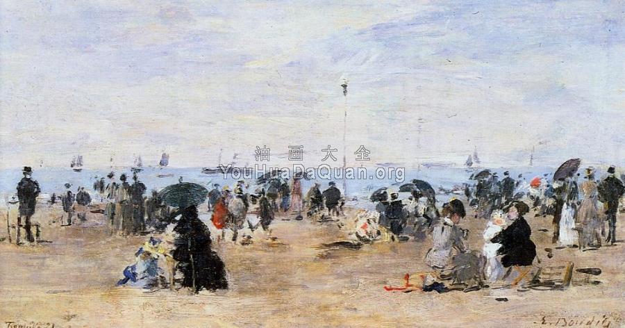 Trouville, Beach Scene - 尤金·布丹